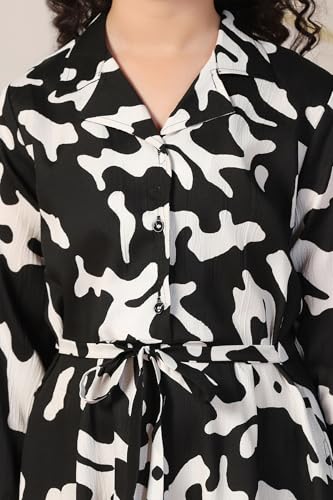 Image of Fashion Dream Girls Calf Length Abstract Printed Dress|Western Midi Dresses|Long Frock for Kids