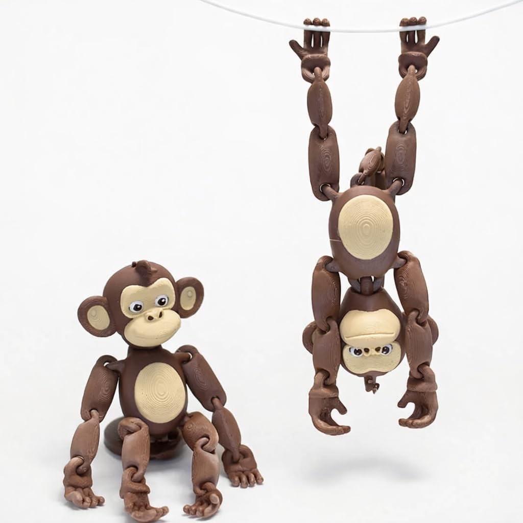 Azoth Articulated Monkey Toy – Flexible Poseable Hanging Monkey Figure with Movable Joints, Cute Desk Decor Toy for Kids & Adults (Brown)-image-19