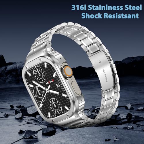 Image of MioHHR Stainless Steel Band with Case for Apple Watch Bands Ultra 3 /2 /1