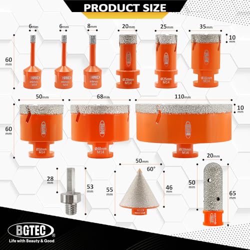 Trépan Carrelage Diamant 6-110mm pour Perçage Propre sans Éclat - 7