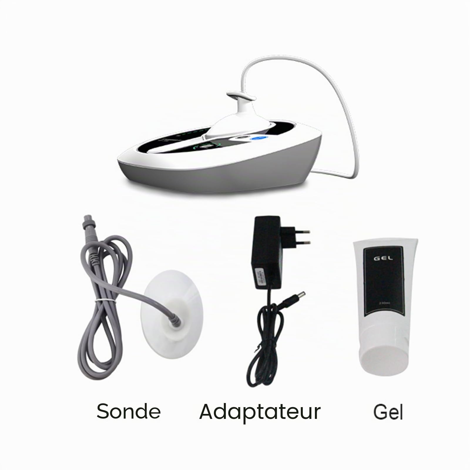 Appareil de massage portable à ultrasons pour soulager les muscles et les articulations, 5 niveaux de réglage, appareil de massage de physiothérapie à ultrasons pour usage domestique (Blanc 03F)
