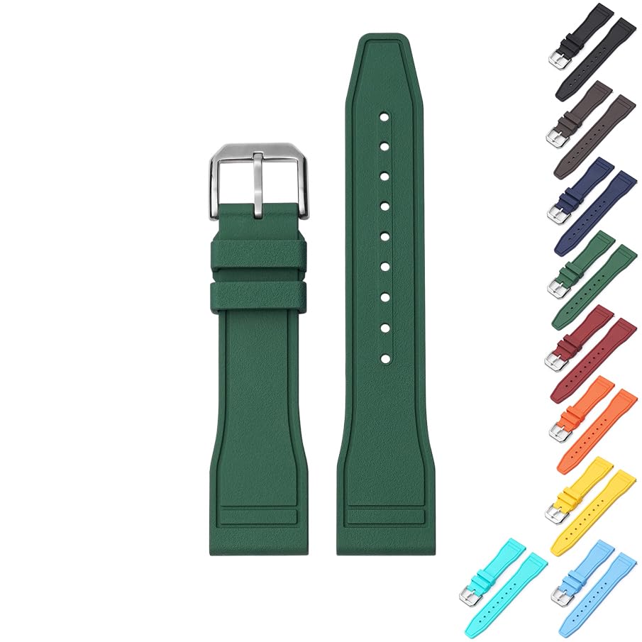 Quick Release Rubber Band For IWC Pilot Portuguese Watches, Replacement Watch Band With Buckle For IWC Schaffhausen Pilot Watches FKM Rubber Watch Strap - Multiple Colors