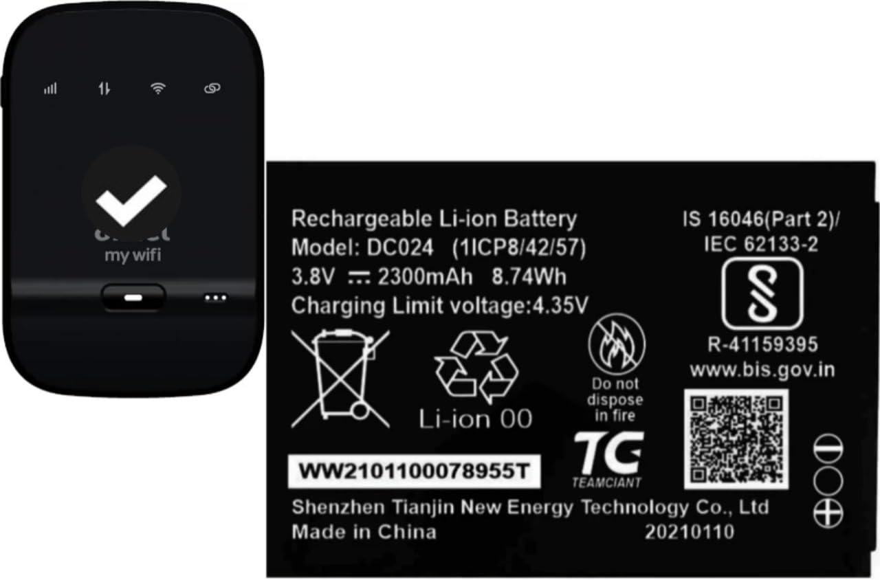 Wokia Original H12348 | DC024 | WD670 Battery for Reliance JioFi 2 | M2 | M2S | Airtel My WiFi AMF-311WW 4G Hotspot | ZTE Wipod Airtel 4G Hotspot-N_(2300 mAh)-picture-27