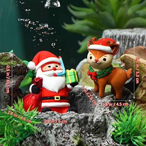 2Pcs Christmas Aquarium Decorations- Resin Fish Tank Decoration Santa Claus Reindeer Micro Landscape Ornaments for Holiday Fish Tank Supplies Table Decor - Image 3