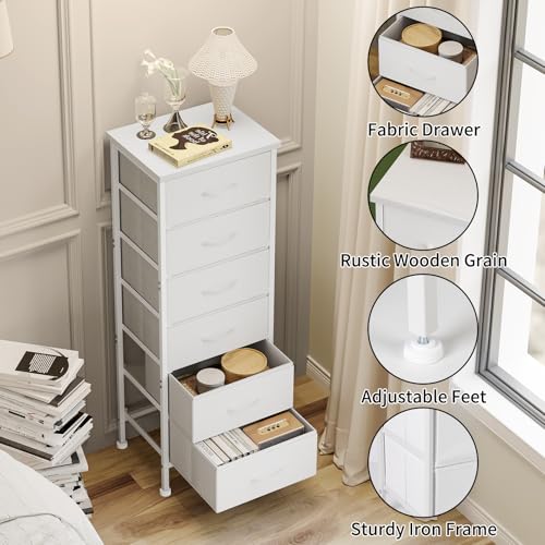 image for Fixwal White Tall Dresser for Bedroom Closet Organizers and Storage Ta