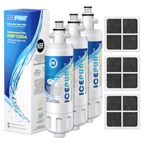 Image of ICEPURE ADQ36006101 Replacement for LG LT700P, Kenmore Elite 9690, ADQ36006102, RFC 1200A, 46-9690 469690, ADQ36006101-S, LFXS30766S, WSL-3, FML-3, Refrigerator Water and LT120F Fresh Air Filte,3Combo