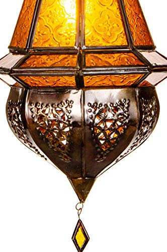 Orientalische Lampe Pendelleuchte Gelb Moulay 45cm E14 Lampenfassung | Marokkanische Design Hängeleuchte Leuchte aus… – Bild 5
