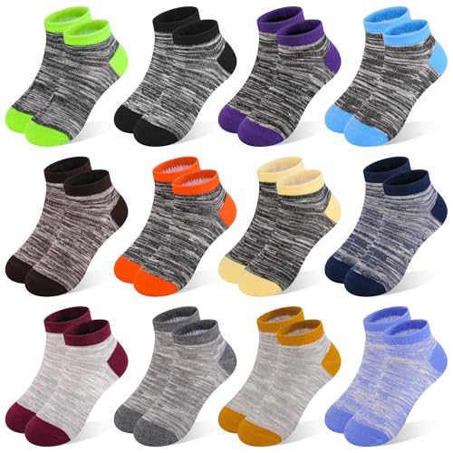 GENTABY 12 Pairs Boys Socks Toddler Ankle Athletic Socks Kids Low Cut Sport Sock for Boys Girls 2-4 Years