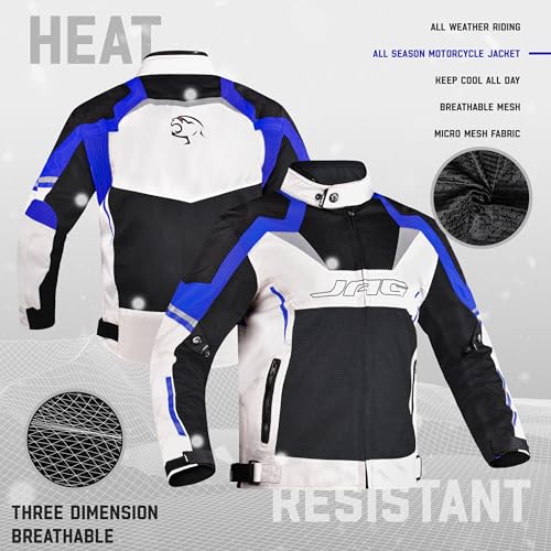 Image of J.A.G. JAG Mesh Motorcycle Jacket-Biker Jacket-CE Armored Motorbike Jacket Men-High Visibility Breathable Riding Jacket