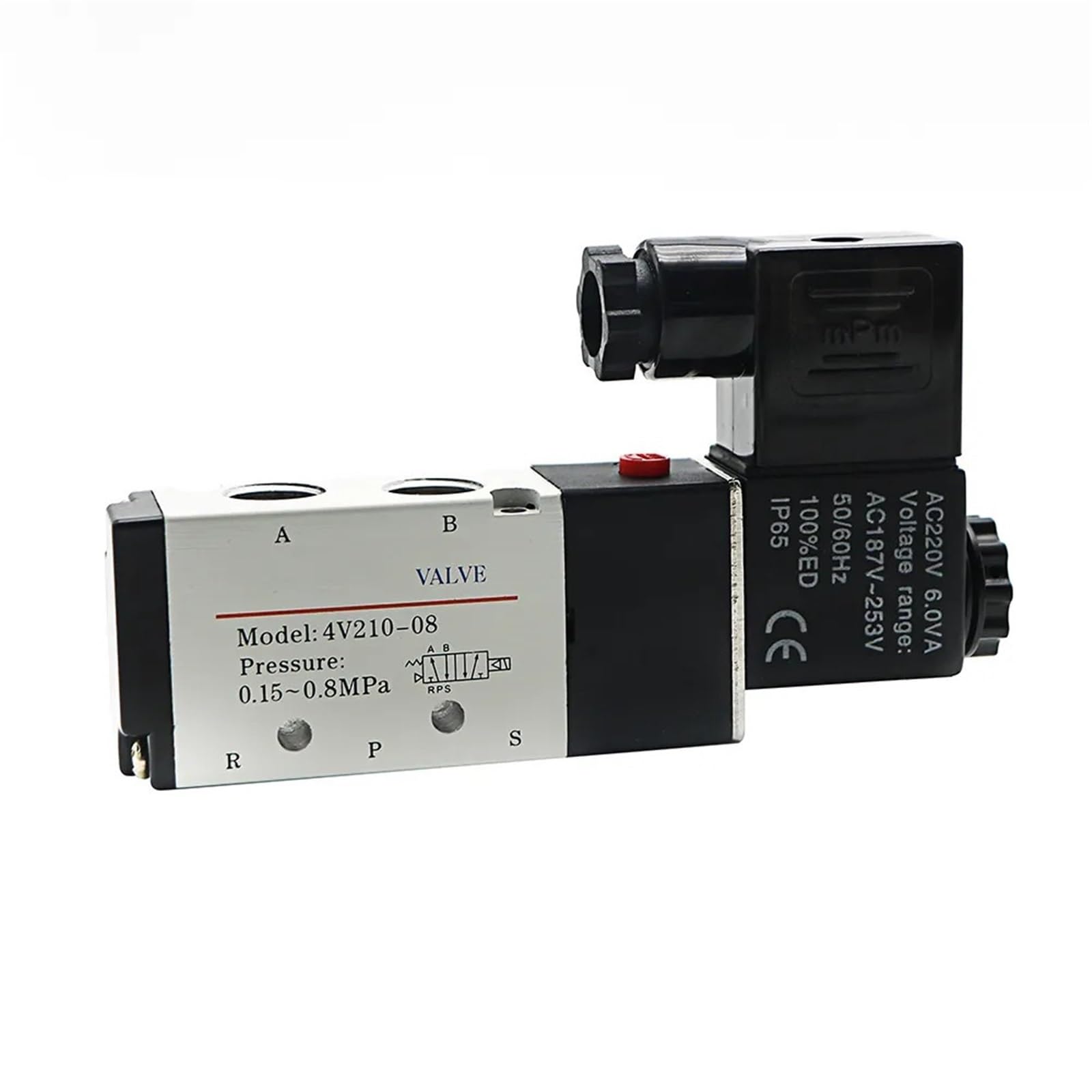 Electroválvula neumática 4V210-08, 5 vías, 2 posiciones, control de aire y gas, válvula magnética, 12 V, 24, 220, conexiones manguera 4 mm a | 4v210-08,AC110