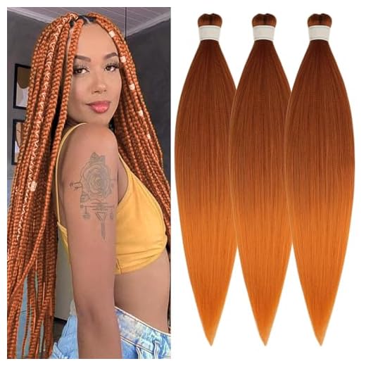 Neon Ginger Braiding Hair Pre stretched Kanekalon Braiding Hair Extensions Feed in Braiding Hair