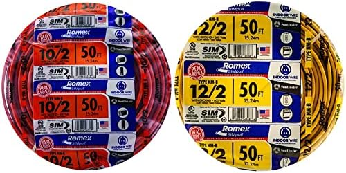 Southwire Romex Brand Simpull Solid Indoor 10/2 and 12/2 W/G NMB Cable ...