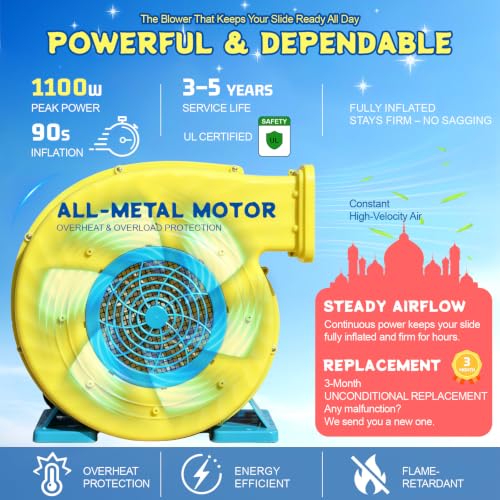 Image of 23FT Commercial Bounce House for Big Kids (0.45mm Heavy Duty PVC) (500lbs Capacity) Inflatable Obstacle Course with Splash Pool /Wide Water Slide /1100W Blower, Backyard Outdoor Party 23x8x9FT