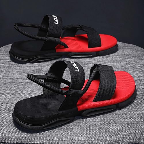 Men's Adjustable Strappy Sandals Quick-Dry Comfortable Slippers for Beach Pool Sports Walking Yoga(Red,9.5)2