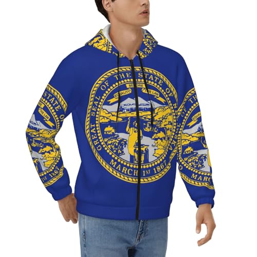 Sweat à capuche homme zippé manches longues Nebraska casual