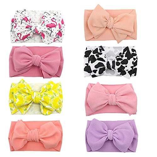 Image of GEZISAN Baby Headbands for Girls Hair Bows Turban Knotted Headwraps for Newborn Infant Toddlers Kids (PR01-8PCS)