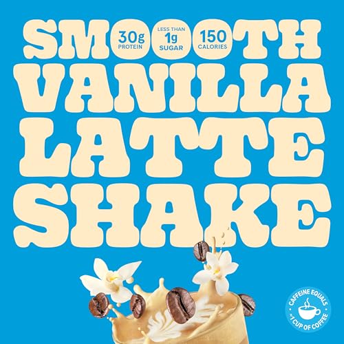 Image of Pure Protein Ready to Drink Protein Shake, Vanilla Latte, 30g Protein, Caffeine for energy + L-Theanine, 150 Calories, Less than 1g Sugar, 4g Fiber, Non-GMO, 11oz Bottles, 12 Pack