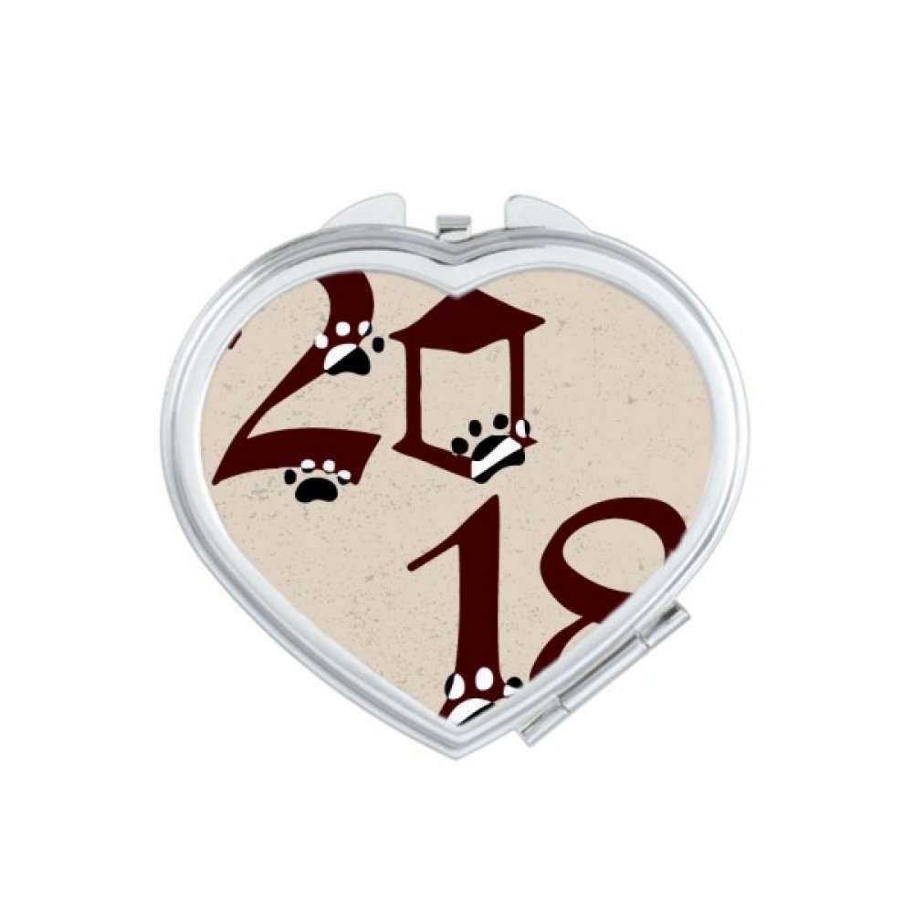 Petit miroir main mignon double face compact avec motif patte de chien imprimé durable