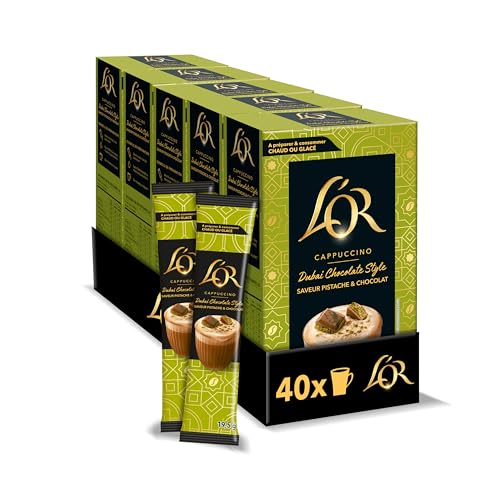 L'Or Café Soluble 40 Sticks Cappuccino Dubai Chocolate (Lot de 5 boîtes x8 sticks)