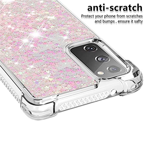 Cotdinfor Compatible With Samsung Galaxy S20 Fe Case Glitter Liquid Cute Clear Phone Case Floating Quicksand Shockproof Protective Bumper Silicone Soft Tpu Case For Samsung Galaxy S20 Fe Star Pink Yb #TOP3