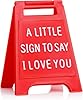 Mini Sign Valentine's Decoration Anniversary Present - Plastic Desk Signs – Solid Freestanding Block I Love You Sign - Fun Boyfriend - Birthday, Christmas, Wedding Gift for Girlfriend, Wife, Fiancee