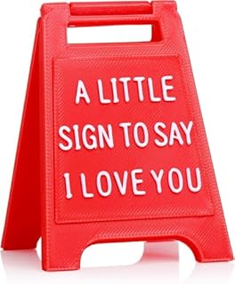 Mini Sign Valentine's Decoration Anniversary Present - Plastic Desk Signs – Solid Freestanding Block I Love You Sign - Fun Boyfriend - Birthday, Christmas, Wedding Gift for Girlfriend, Wife, Fiancee