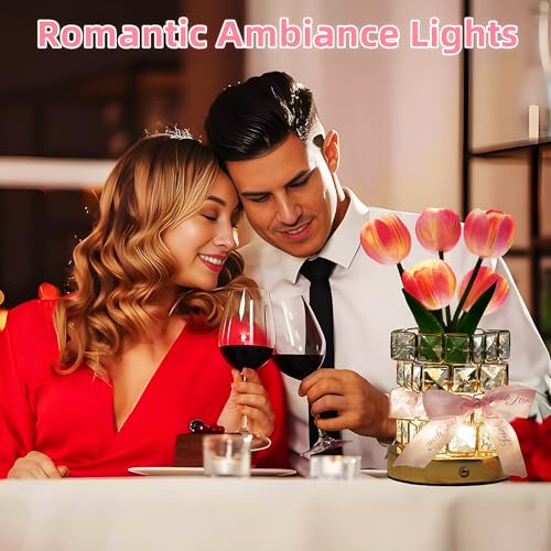 Image of Flower Lamp Cordless LED Touch Tulip Night Light Decor Gifts for Women