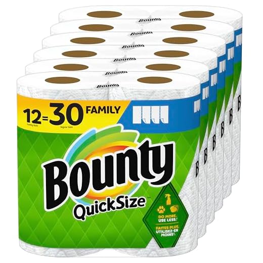 Bounty Quick-Size Paper Towels, White, 12 Family Rolls = 30 Regular Rolls