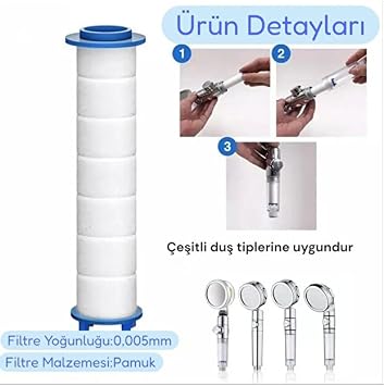 Filtreli Duş Başlıkları İçin Yedek Filtre Kartuşu – Kireç, Kir ve Pas Önleyici Su Arıtma Filtresi (10 Adet)