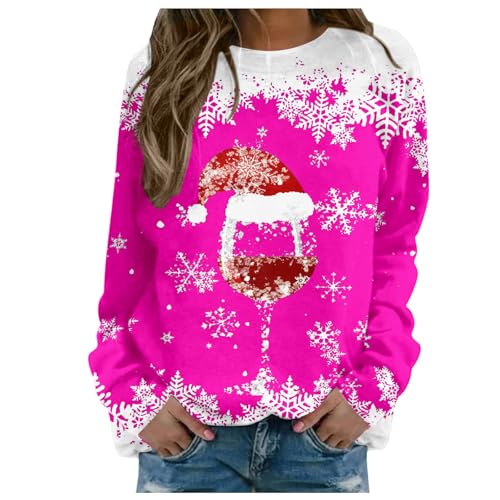 Sweat-shirt pour femmes imprimé manche longue pull ajusté col rond