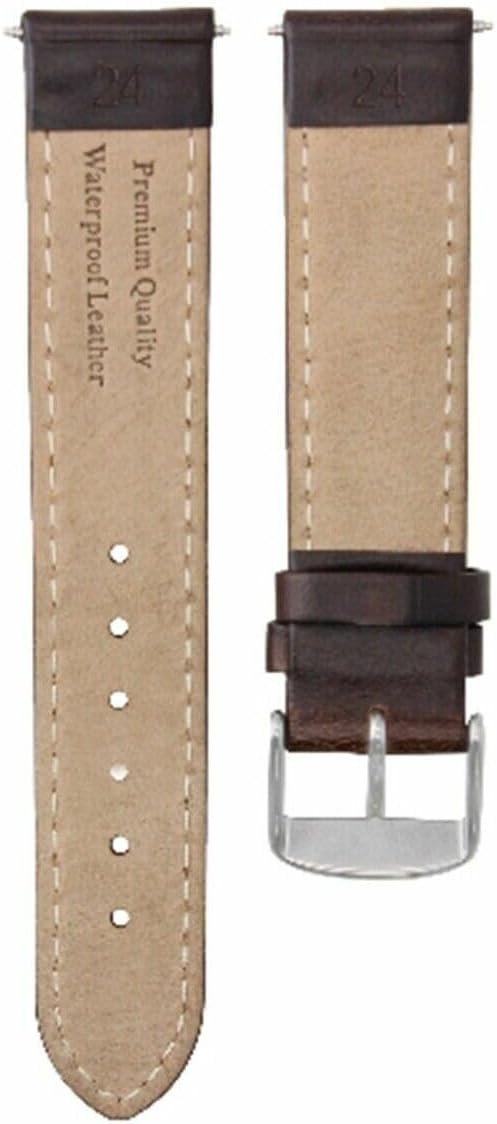 Ewatchparts 24mm Smooth Leather Watch Band Strap Compatible With Kenneth Cole Watch Dark Brown