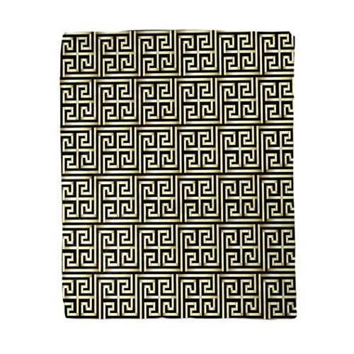 Rouihot 60X80 Inches Flannel Throw Blanket Abstract Golden Greek Key Pattern Antique Border Culture Geometric Home Decorative Warm Cozy Soft Blanket For Couch Sofa Bed #TOP10