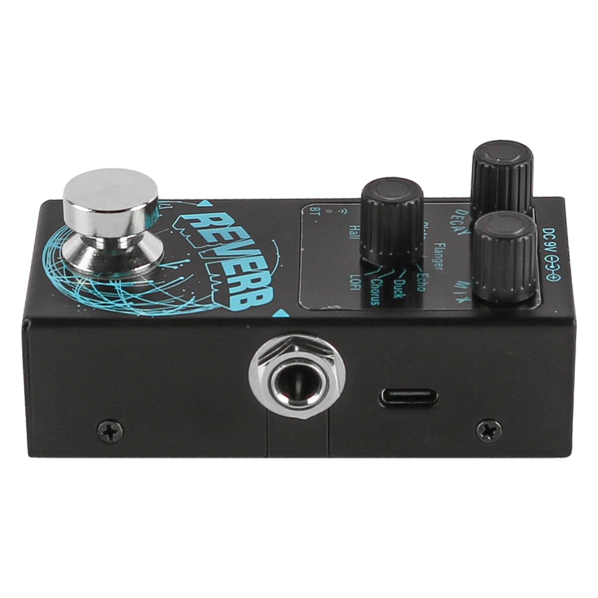 Efecto de reverberación Digital para Guitarra, 9 Tonos de reverberación, Pedal de Efectos de Guitarra, acompañamiento, decaimiento/Mezcla, perillas de Control Luminosas