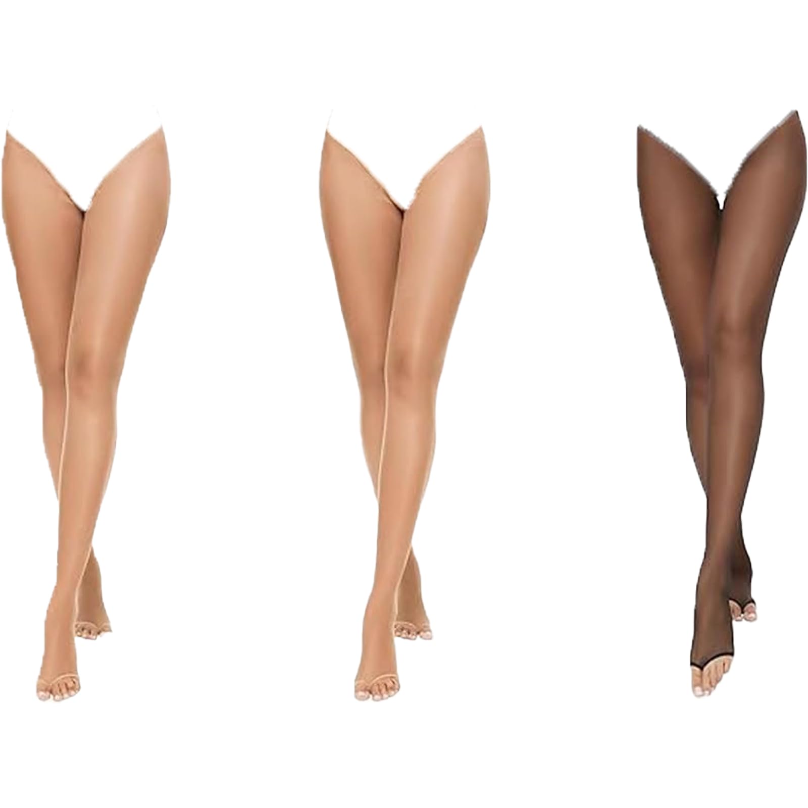 3 Pairs Toeless Sheer Tights, 10D Open Toe Pantyhose, for Women High Waist Tights Without Toes, Top Pantyhose, Women's/Girls's High Waist Pantyhose Sheer Tights Stockings, Sheer to Waist Pantyhose
