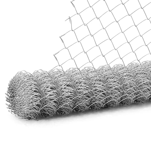 Fencer Wire 11.5 Gauge Galvanized Steel Chain Link Fence Fabric Diamond Mesh Size 2-3/8 Inch Galvanized Fencing Wire Roll for Home Improvement and Animals Enclosure (4ft. x 50ft.)