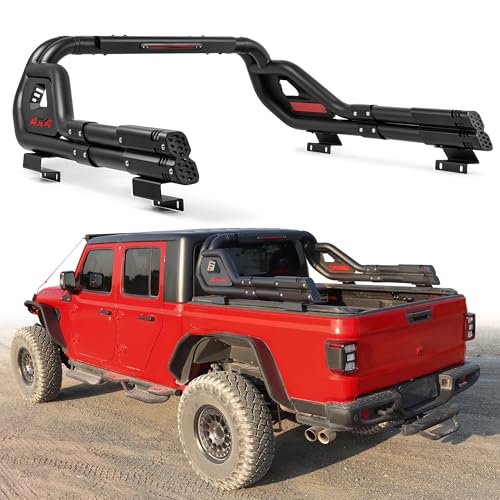 Image of MONOKING Roll Bar for Mid Size Pickup Truck, Adjustable Double Tube Roll Bar with Brake Light for Tonneau Cover for 2007-2026 Gladiator JT Tacoma Frontier Canyon Colorado Ranger