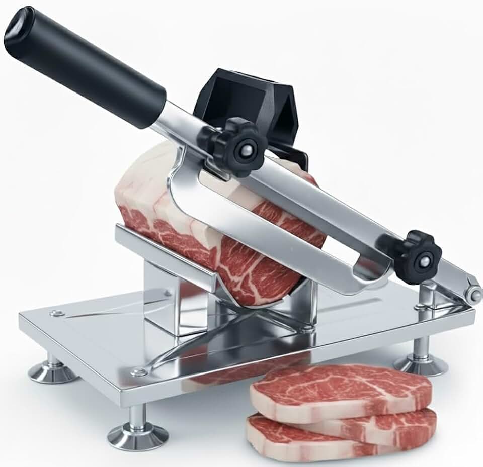 Fatiador Cortador Manual Aço Inox De Cortar Fatiar Carne Congelada Frios Legumes Lâmina Afiada(Fatiador de Carnes e Legumes)