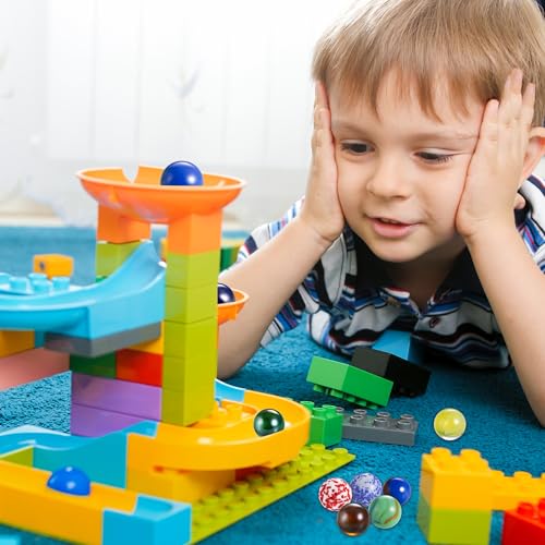 Yimomoyi 100 Stück Glasmurmeln, Bunte Murmeln für Kinder, Glasmurmeln Groß Sind Ungefähr 25mm, 16mm und 14mm, Murmeln Glas für Marmorbahn-Spiel Murmelbahn-Zubehör Pflanzendekoration Und Heimdekoration