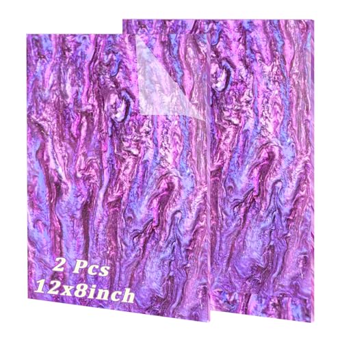 Image of Pearl Glitter Cast Acrylic Sheet, Violet, 12x8 Inch, 2 Pack | 1 /8 Inch Thickness, Sparkly Water Stream Pattern, For Laser Cutting, For Laser Engraving, For Crafts & DIY Projects