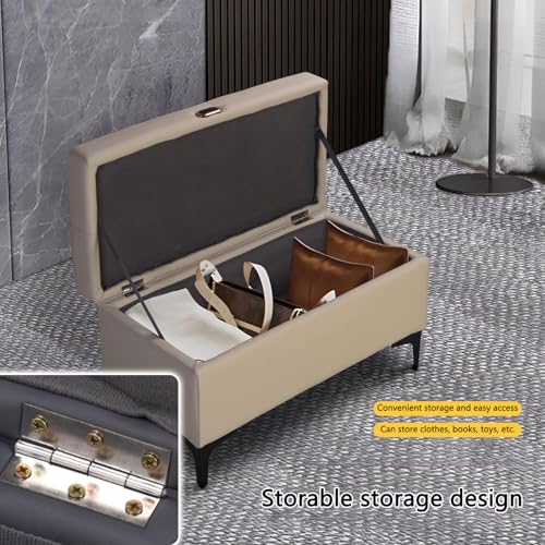 Banc de rangement ottoman en cuir pour libérer l'espace encombré de votre entrée - 3