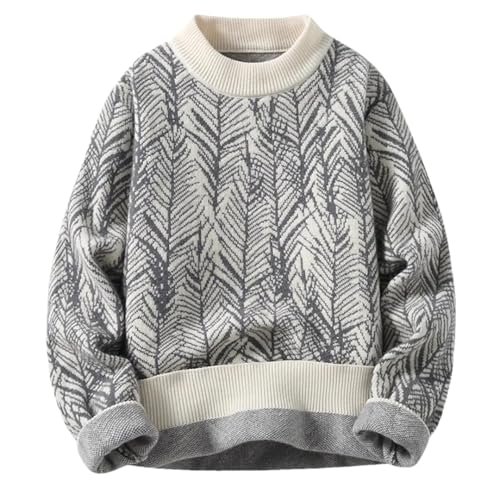 ERFMFKL Mens Graphic Sweaters Crew Neck Thicken Warm Pullovers Sweater Casual Long Sleeves Knit Jumper