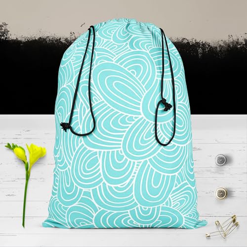 Image of ArtzFolio Hand-Drawn Waves D2 | Reusable Sack Bag | Bag for Gym, Storage, Vegetable & Travel