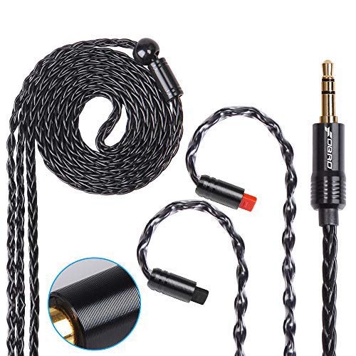 FDBRO 8-core Earphone Upgrade Cable CD Texture Plug Replacement Cable Detachable Ear-Hook Type OFC Silver Plated Earphone Cable for IM01 IM02 IM03 IM04 IM50 IM70 (IM, Black+3.5mm)