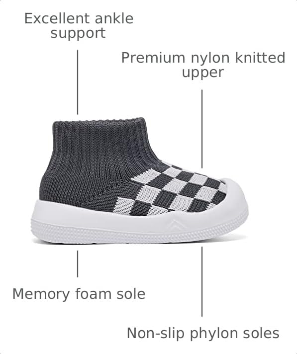 Image of Eashi Baby Boy Girl Non-Skid Indoor Infant Walking Shoes Breathable Warm Elastic Sock Shoes with Memory Sole Protect Toes Outdoor Sneakers