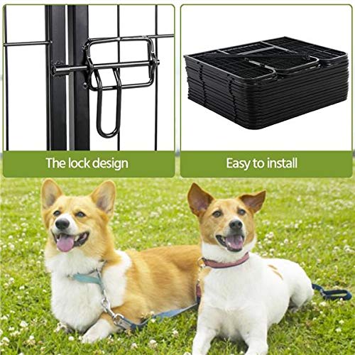 go2buy 32 Panels Heavy Duty Dog Pens Metal Foldable Dog Exercise Pen Playpen Barrier Kennel w/ 4 Doors Indoor Outdoor for Pets Cat Duck Chicken Puppy Fence Black 24-inch