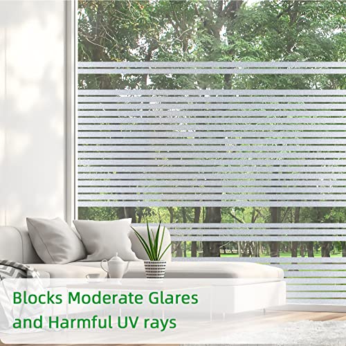 Coavas Window Privacy Film Frosted Glass Window Film : Sun Uv Blocking Window Cover Non-Adhesive Window Film Bathroom Frosting Privacy Film Blinds Sticker For Home Office Covering (78.7 X 17.5 In) #TOP6