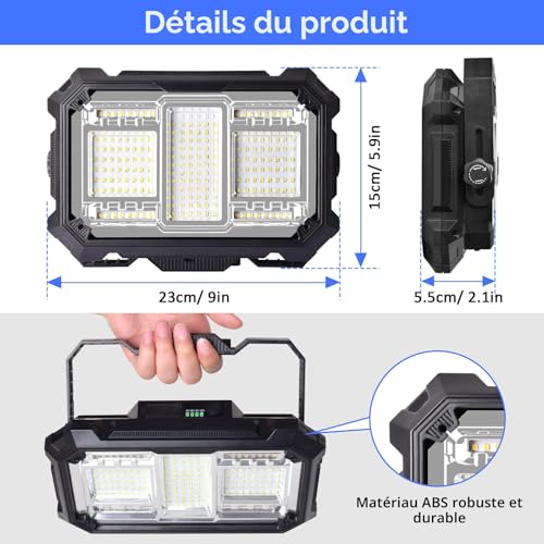 MASMEJOR Projecteur LED Rechargeable, 10000mAh, 8000LM, Base Magnétique – vue 7