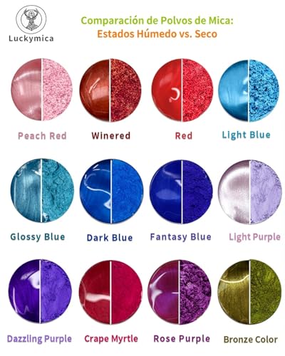 Miniatura 2 de Luckymica Polvo De Mica, 24 Colores Pigmento Nacarado Para Resina Epoxi, Set De 240 G De Pigmentos Perla Para Jabones, Bombas De Baño, Velas, Manualidades Y Brillo Labial