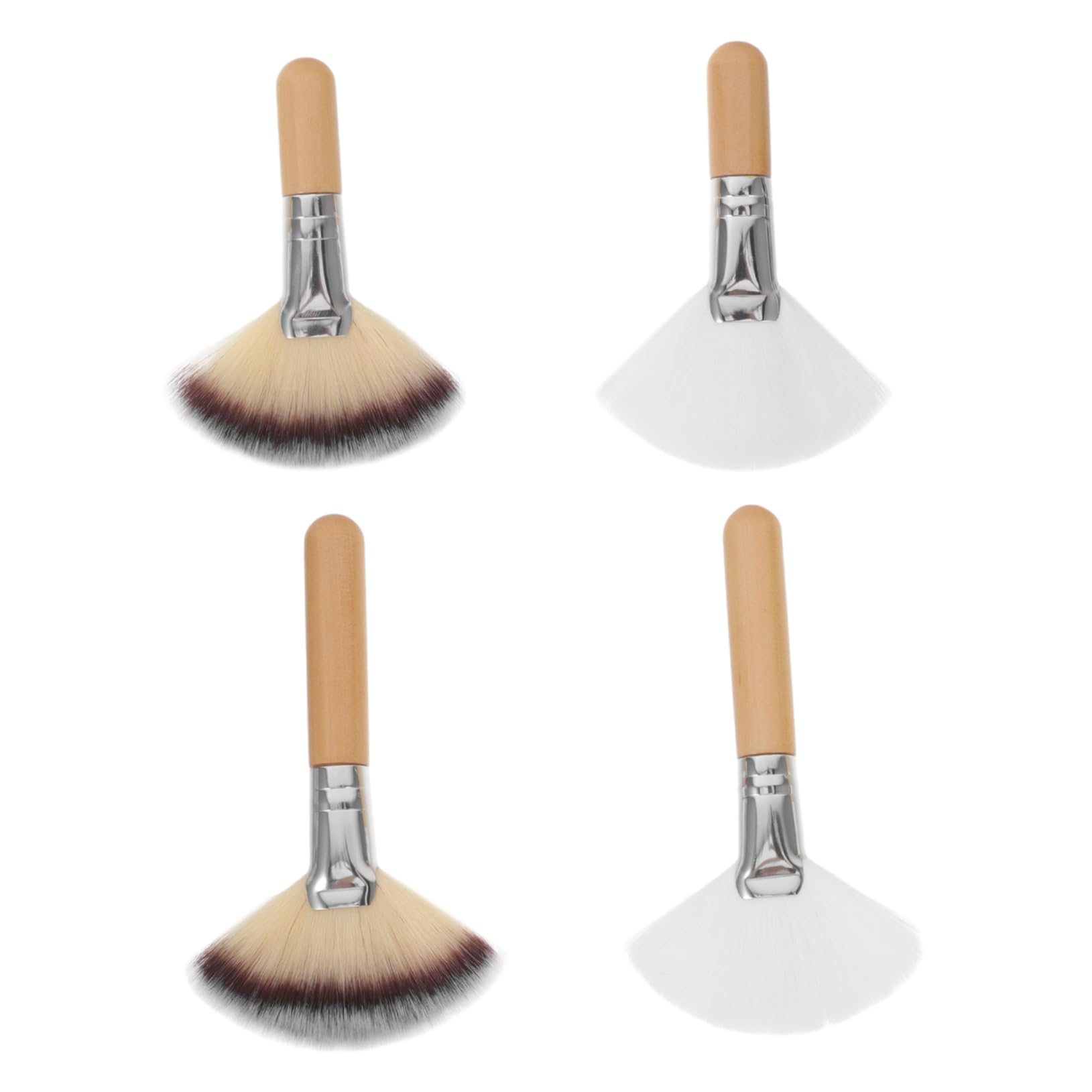 LALAFINA 3sets Extra Large Fluffy Facial for Powder Long Handle Makeup Brush for Women 4pcs*3