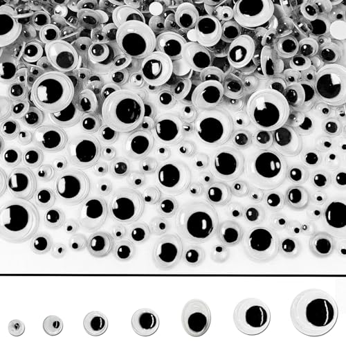 FANGZIDM 500 Stück Selbstklebende Wackelaugen 4-12mm für DIY Scrapbooking Spielzeuge Zubehör Mit der Box